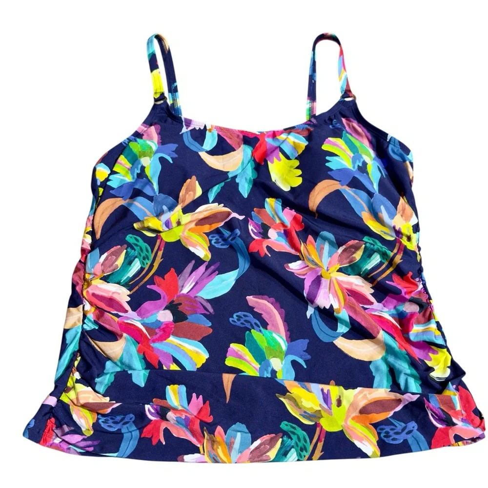 New La Blanca Floral Tankini Swimsuit 16W Slimming Tummy Control Tropical Pool
